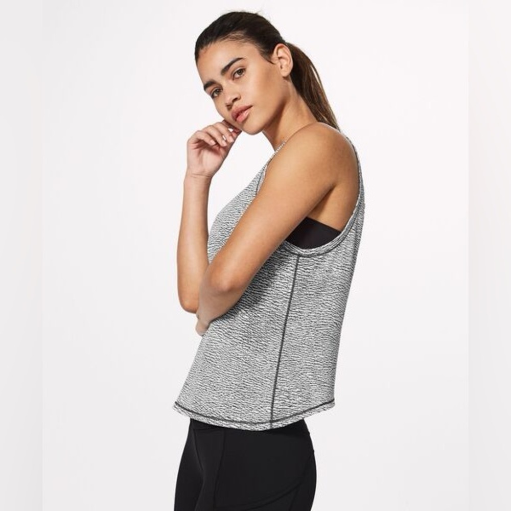 Lululemon black white grey high low athletic tank- workout